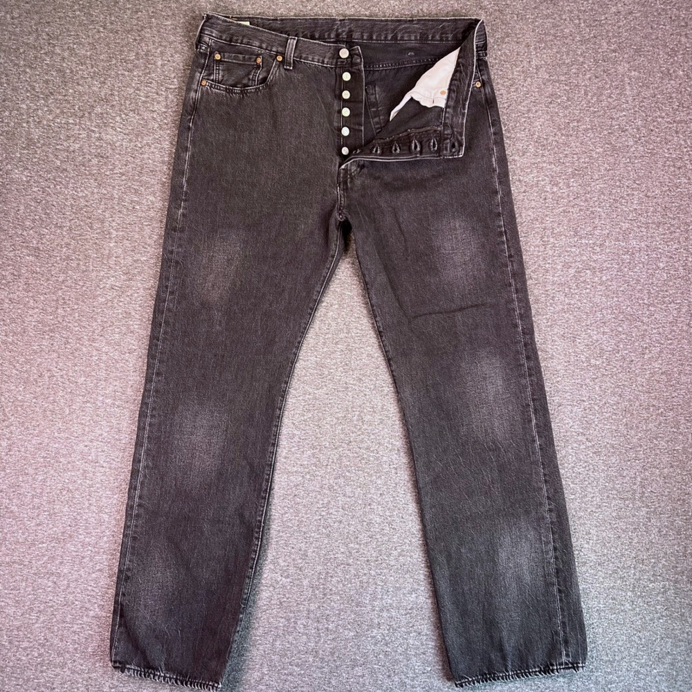 Levis 501 Premium Jeans Mens 40x34 Faded Grunge Straight Casual Button Fly Big E